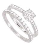 Duo bagues solitaire et alliance en or gris 18K- Concordia Luminis